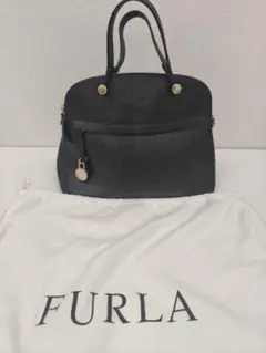 FURLA ブラックレザー2way ショルダーハンドバッグ 保存袋付き