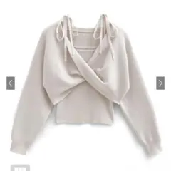 クロストップスxリボンキャミソールニットアンサンブル[mb1580]