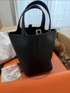 新品未使用K刻印】HERMESピコタンロックpm18ノワール×ゴールド金具 