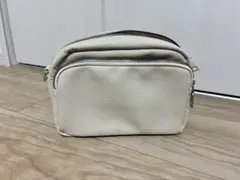 レディースホワイト ダブルジッパー ショルダーバッグ新品