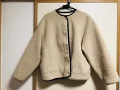 FREAK'S STORE ノーカラー　ボア　ジャケット ベージュ