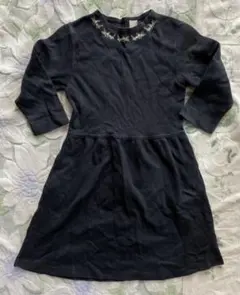 クミキョク　七部袖　濃紺　花柄刺繍　ワンピース　130 140