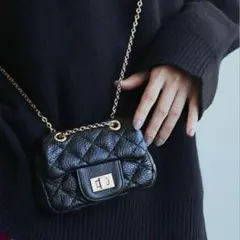 lounge dress ミニチェーンBAG キルティング黒ショルダーバッグ