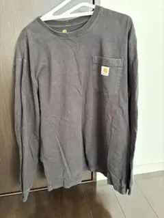 グレー 長袖カットソー ポケット付き