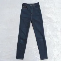 マウジー ハイウエスト ダークブルー スキニー デニム ストレッチ W23