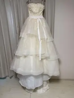 ウェディングドレス　アンテプリマ　プリンセス　編み上げ　パニエ付き