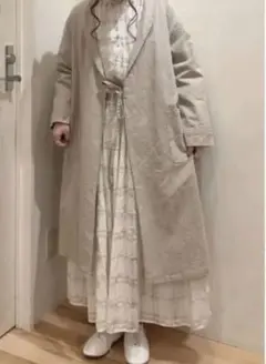SM2 カシュクールコート　コットンリネン　生成りベージュ