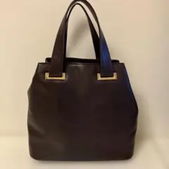 本革　ハナエモリ　ダークブラウン　ハンドバッグ