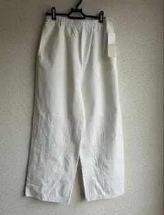 新品　サマンサモスモス　　スクエア刺繍パンツ　オフホワイト　ペチパンツ　裏地付き
