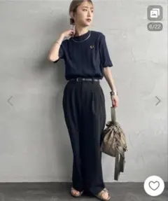 FRED PERRYフレッドペリー 別注 ランダムリブ ワンポイント刺繍Tシャツ