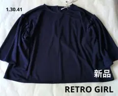 【RETRO GIRL】新品　Мサイズ　ネイビー系　カットソートップス