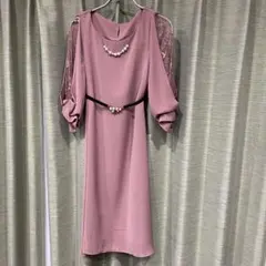 ピンク ベルト付き パーティードレス