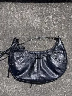 Black leather handbag フェアリーグランジ　平成　モード