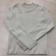 ライトグレー リブ編み 長袖ニット Lサイズ