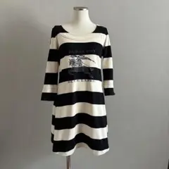 難あり BURBERRY BLUE LABEL ボーダーコットンワンピース 38