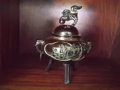 獅子摘み 香炉 三足 鋳物