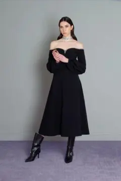 セルフポートレイト オフショルダー ワンピース ブラック UK8 未使用