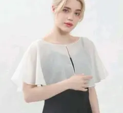 結婚式ドレス羽織シフォンケープストールボレロ風ショール白社交ダンスカラオケ