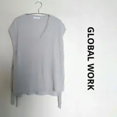 GLOBAL WORK サイドオープン ニットベスト アクリル綿 薄手 重ね着
