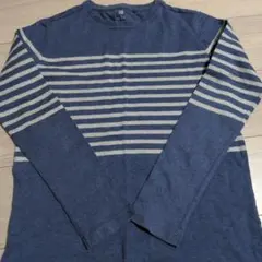 UNIQLO キッズ ボーダー長袖カットソー ブルー 160cm