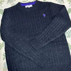 U.S. POLO ASSN. 黒 ケーブルニットセーター LL