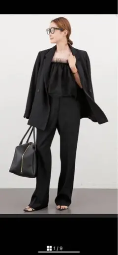 美品 EVERYDAY I LIKE スリムフレアパンツ 34 ネイビー