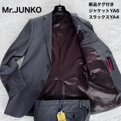 新品タグ付き✨【Mr.JUNKO】スーツ ストライプ グレー 上YA6 下YA4のサムネイル