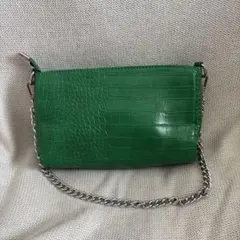 グリーン クロコダイル風 ハンドバッグ