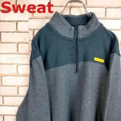 スウェット トレーナー ハーフジップ ワンポイント XL ゆるだぼ 古着 90s