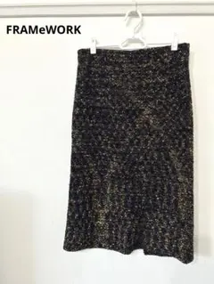 FRAMe WORK フレームワーク黒と金のタイトスカート ヴィンテージ感のサムネイル