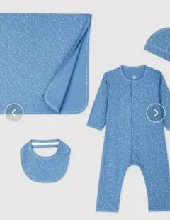 新品　プチバトー　4点セット　ロンパース　12m　74cm　ギフト　ブルー　星柄