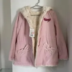 mezzo piano リバーシブルピンクコート　ハート刺繍付き