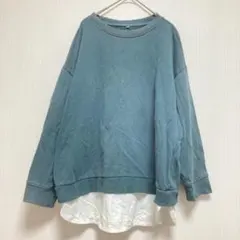 【クロッシー】しまむら 長袖トレーナー スウェットくすみブルー 綿100％ LLのサムネイル