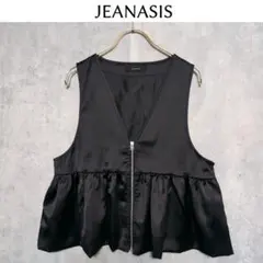 JEANASIS ジーナシス【FREE】サテンペプラムZIPベスト　黒