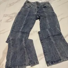 ハイウエスト デニムパンツ フレアパンツ フロントスリット