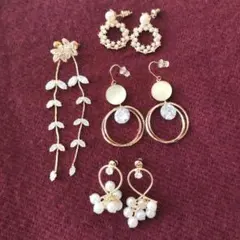 多様なデザインのピアス4ペアセット