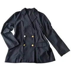 【美品】ダブルジャケット 金ボタン （Mサイズ）ネイビー 丈長 ビジネス
