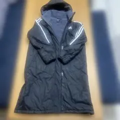adidas フード付きベンチコート 裏ボア ブラック