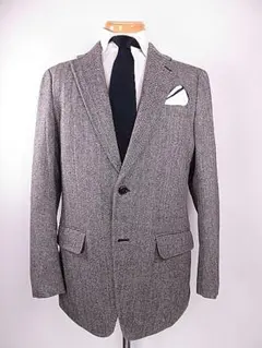 【値下げ】ユニクロ　UNIQLO　テーラードジャケット　グレー　ヘリンボーン　L