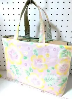 トートバッグ エコバッグ ハワイ ハイビスカス 浴衣 パステル ハンドメイド