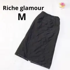 リシェグラマー キルティングタイトスカート ロング 中綿入り 防寒 M ブラック