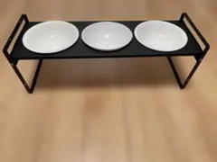 猫用食器台　黒　3皿収容可