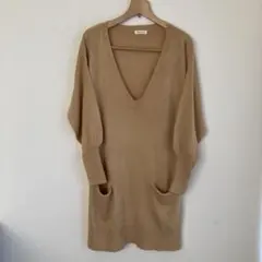 ロペピクニック　レディース　ベージュ Vネック ニットワンピース
