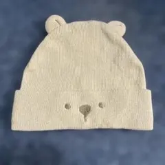 新生児くま耳 ニット帽 ベージュ 32-36cm