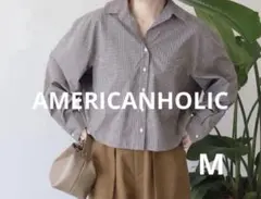 【未使用】AMERICANHOLIC クロップド丈バックタックチェックシャツ　M