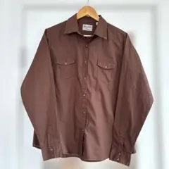 ブラウン 長袖シャツ ボタン付きポケット