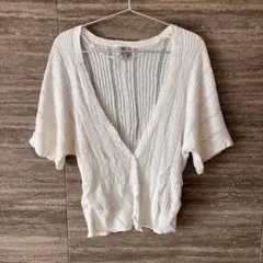 WORTHINGTON ホワイト Vネック 半袖カーディガン 海外古着 L