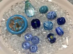 青系とんぼ玉セット♪（トップパーツ２種と小型7種の計９個）