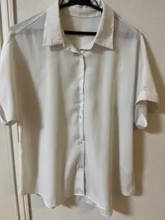 GU ドレープシャツ　半袖　Ｍ　ホワイトのサムネイル
