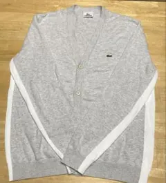 LACOSTEラコステ　カーディガン　グレー×ホワイト